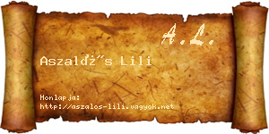 Aszalós Lili névjegykártya