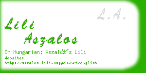 lili aszalos business card